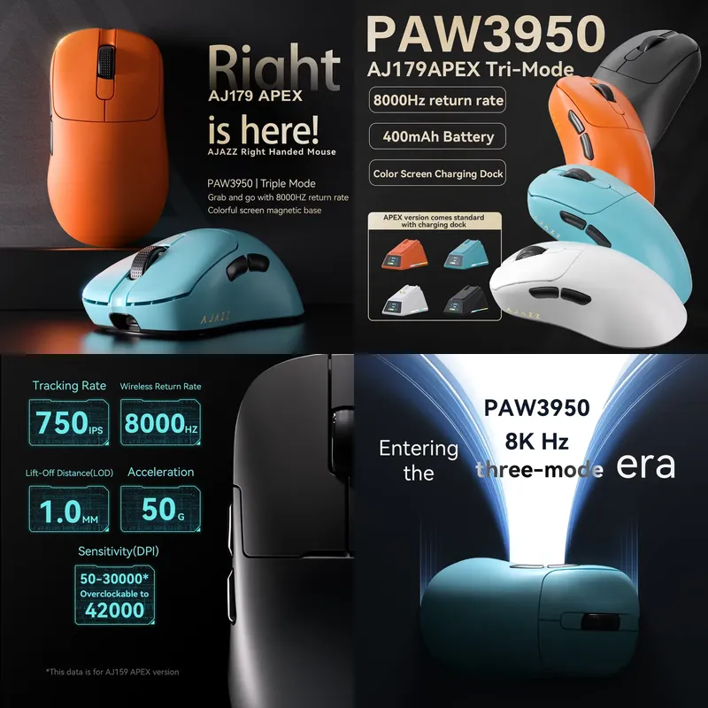 Wireless Gaming Mouse - Ajazz AJ179 APEX PAW3950 Mouse Gaming