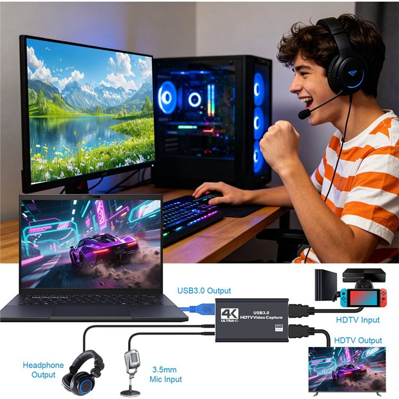 AT82-Game untuk Perekaman PC K - Capture Card Hdmi ulasan dan harga