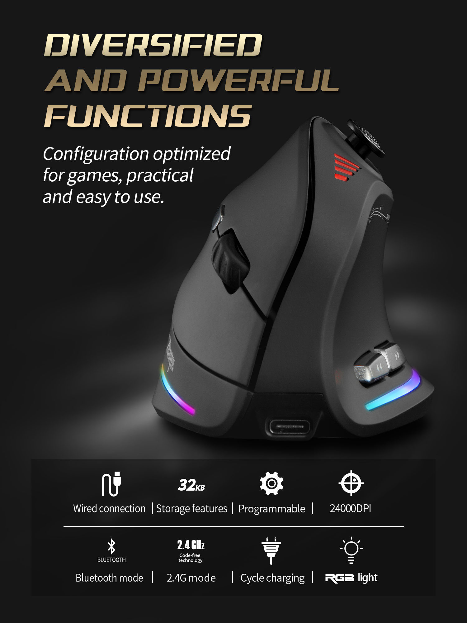 Jomaa RGB Backlit Kontrol Mous - Wireless Gaming Mouse ulasan dan harga